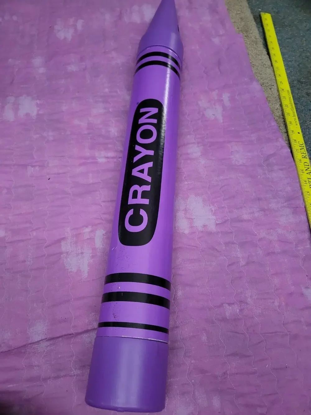 Vintage Giant 35” Crayola Crayon Piggy Bank Purple 1988 Fantazia Coin Fun Odd